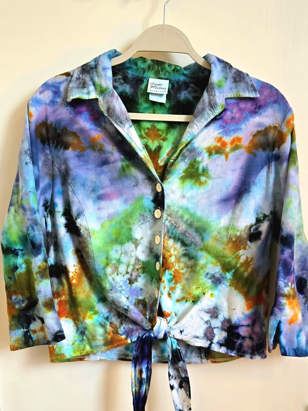 Tie-Front Tie-Dye Crop Top - Multi